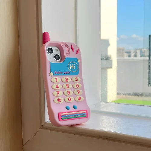 Miniatura 2 de Funda de silicona suave compatible con iPhone 11, lindas fundas de teléfono divertidas de dibujos animados 3D en rosa retro clásico para mujeres