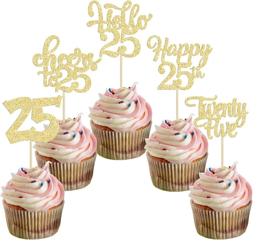 Miniatura 62 de 30 piezas Adornos para pastel de cumpleaños de 6 años, seis brillos, hola 6, púas para cupcakes, felicitaciones a los 6 años, decoraciones