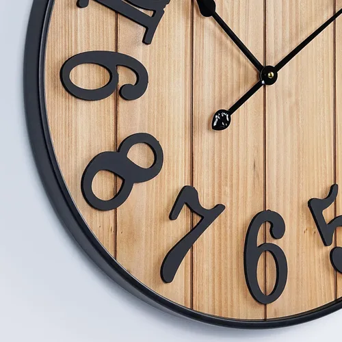 Miniatura 7 de Reloj de pared grande de 16 pulgadas, reloj de pared silencioso de metal estilo madera, funciona con pilas para decoración de sala de estar, reloj