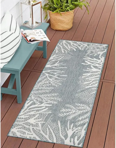 Miniatura 36 de Liora Manne Carmel - Alfombra decorativa de mezcla sintética para interiores y exteriores, de bajo perfil, contemporánea, decoración de peces Agua