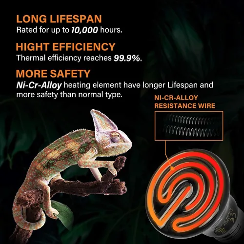 Miniatura 5 de Simple Deluxe Bombilla emisora de calor de cerámica de 25 W (Mini) para reptiles, sin emisor de luz, calentador de gallinero para mascotas anfibias