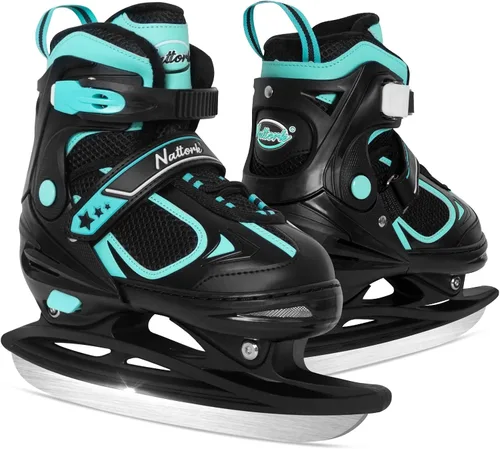 Miniatura 11 de MammyGol Patines de hielo ajustables para niños y jóvenes, patinaje juvenil, hockey, cordones, patinaje para principiantes, para niños de 4 a 12