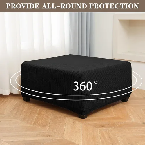 Miniatura 3 de Fundas otomanas elásticas de jacquard suave, fundas otomanas rectangulares de almacenamiento para reposapiés, protector de muebles de sala de estar