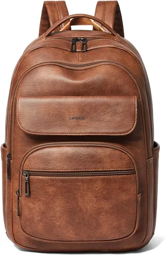 Miniatura 12 de Leresas Mochila de 37L para mujeres y hombres, bolsa de profesor, mochila de viaje de trabajo, mochila de cuero vegano para computadora portátil