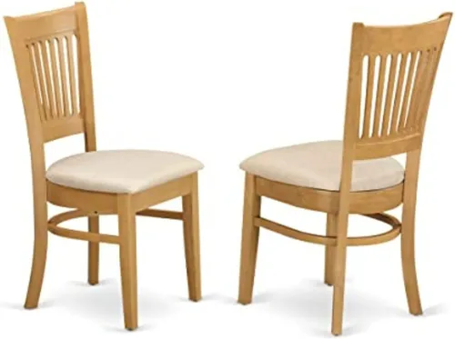 East West Furniture VAC-OAK-C Vancouver Sillas de Comedor - Sillas de Madera Tapizadas en Tela de Lino, Juego de 2, Roble Vac-roble-c
