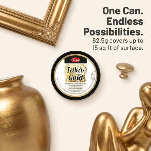 Miniatura 2 de Viva Decor Inka Gold Gilding Wax 2.3 oz (Oro) - Pasta de Pulido Metálica a Base de Cera de Fácil Aplicación. Brillo Metálico de Secado Rápido, Dorado