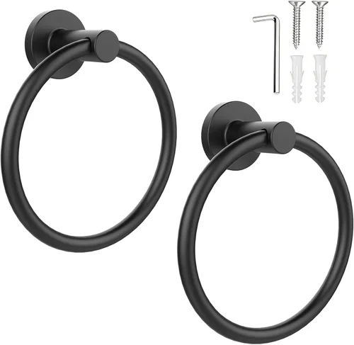 Miniatura 21 de SetSail Toallero de acero inoxidable con rosca para pared de baño, toallero de mano de acero inoxidable para baño, agujero de taladro de cocina