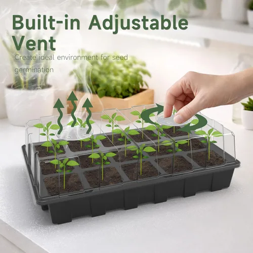 Miniatura 5 de Gardzen Paquete de 10 kits de iniciación de semillas, bandejas reutilizables para germinación de plantas con un total de 150 celdas, bandeja
