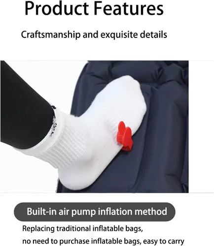 Miniatura 8 de Colchoneta de dormir para campamento: colchoneta inflable ultraligera con bomba de pie y almohada integradas, colchón de aire compacto mejorado
