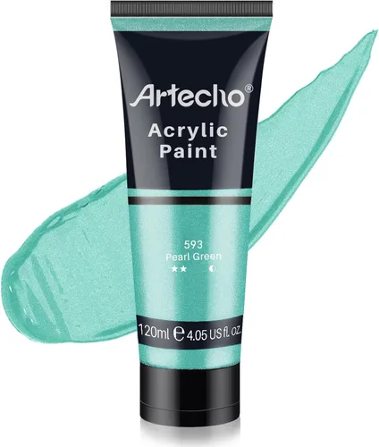 Miniatura 9 de Artecho - Pintura acrílica blanco titanio (120 ml / 4.05 oz), tubos de pintura para manualidades artísticas sobre lienzo, piedra, roca, madera