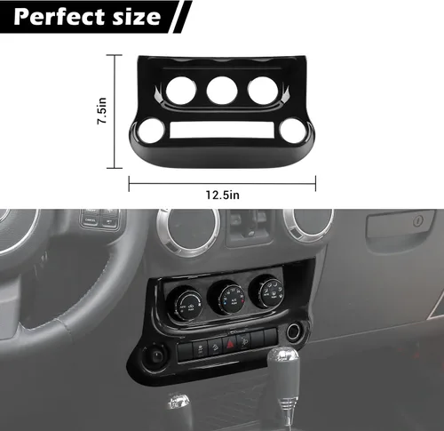 Miniatura 5 de RT-TCZ Para Jeep JK Negro Dash Console A/C Controles Cubierta Trim Panel para Jeep Wrangler JK JKU 2011-2017 ABS Interior Accesorios 1pc