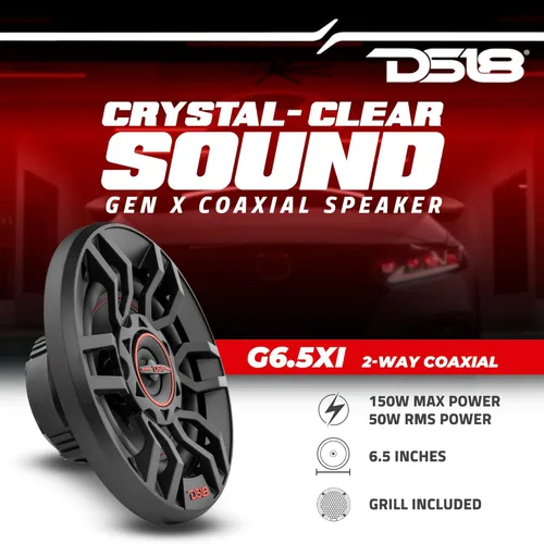 Miniatura 2 de DS18 GEN-X6.5 - Altavoz coaxial de 6.5 pulgadas, 3 vías, 165 W máximo, 50 W RMS, cono de papel negro, dos tweeters de cúpula de Mylar, 4 ohmios