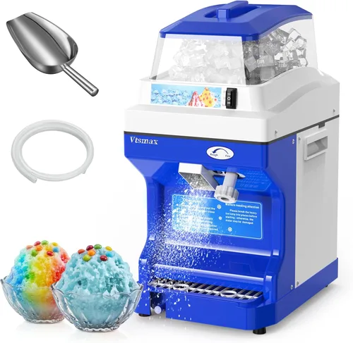 Máquina de afeitar de hielo eléctrica, máquina de hielo afeitado de 300 W, máquina de hacer cono de nieve ajustable de grosor 661 libras/hora