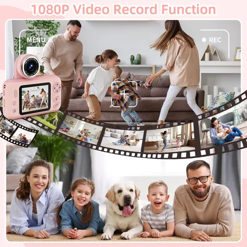 Miniatura 7 de Makolle Cámara de selfie infantil de video digital HD, regalo de cumpleaños de Navidad para niñas de 3 a 9 años, juguete portátil para niños de 3