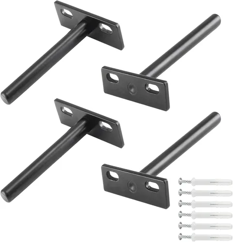 Miniatura 10 de Luomorgo 4 soportes de estante flotantes de 3 pulgadas, soporte de estante negro resistente, soporte de estante ciego oculto, soportes de estante