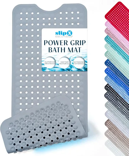 Miniatura 19 de SlipX Solutions - Tapete extralargo y de fuerte agarre para tina y ducha, para adultos mayores y niños, 39x16 pulgadas, antideslizante, agujeros