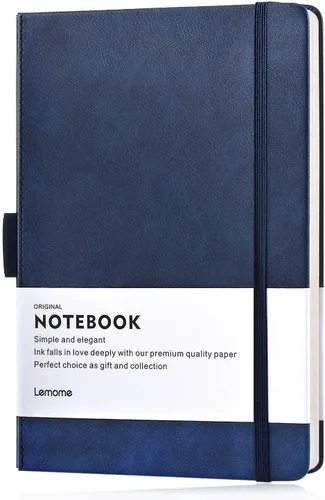 Miniatura 11 de Lemome Cuaderno Clásico Grueso con Presilla para Bolígrafo - Cuaderno de Escritura A5 Rayado Universitario de Tapa Dura con Bolsillo + Separadores