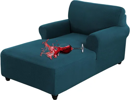 Miniatura 8 de OKYUK Funda para tumbona de jacquard, elástica con doble brazo, lavable a máquina, protector de muebles suave para sala de estar y dormitorio (rojo)