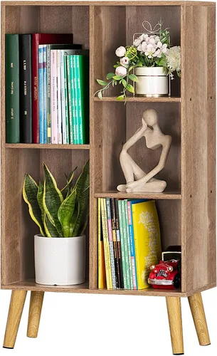 Miniatura 74 de LEYAOYAO Estantería de 5 cubos de 3 niveles con patas, estante negro menta para libros para niños, bonito organizador de almacenamiento, estantes