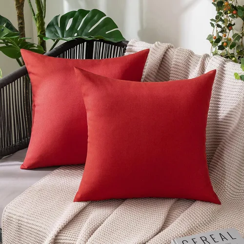 Miniatura 23 de MIULEE Paquete de 2 fundas decorativas para almohadas de exterior, sólidas, impermeables, de lino sintético, estilo granja de jardín, fundas de Óxido