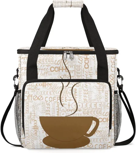 Miniatura 13 de Bolsa de transporte con diseño de acuarela para cafetera de granos de café, bolsa tote de almacenamiento y viaje para café, compatible con cafetera