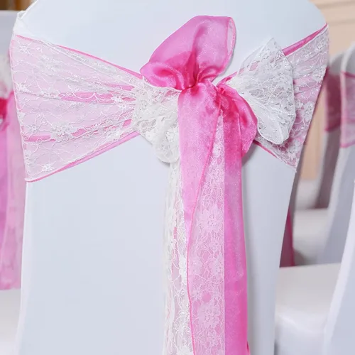 Miniatura 5 de 50 bandas de organza para silla para decoración de bodas, banquetes, fiestas, eventos, suministros para silla, lazos para sillas, bandas de Rosa