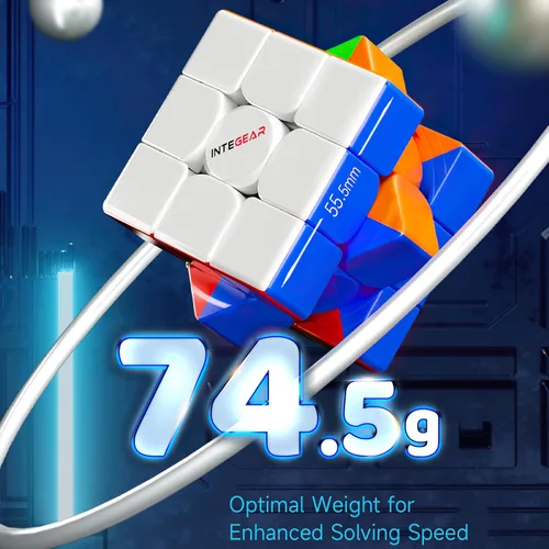 Miniatura 4 de INTEGEAR Cubo magnético de velocidad de tamaño completo de 56mm, sin calcomanías, 3x3, fácil de girar y suave, duradero, rompecabezas de juguete