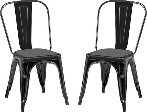 Miniatura 15 de AC Pacific Sillas de comedor de metal industrial de 18 pulgadas de altura, asiento apilable de cocina o bar, diseño moderno y duradero, muebles