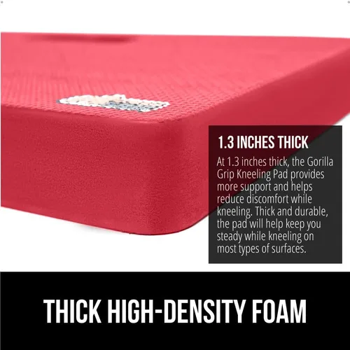 Miniatura 3 de GORILLA GRIP Almohadilla de rodillas de espuma suave extra gruesa con patente pendiente, 2 PK, almohadillas de rodillas grandes y de apoyo para Rojo