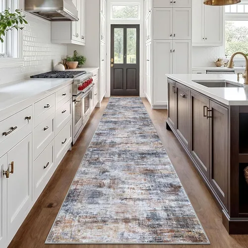 Miniatura 672 de IOHOUZE Alfombra abstracta lavable de 3 x 12 pies para pasillos, antideslizante para cocina, camino de entrada de lana sintética para interiores