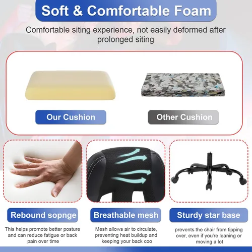 Miniatura 6 de Silla de juegos de piel sintética, ergonómica, silla de oficina, sillas ejecutivas para computadora, respaldo alto, tarea de computadora con soporte