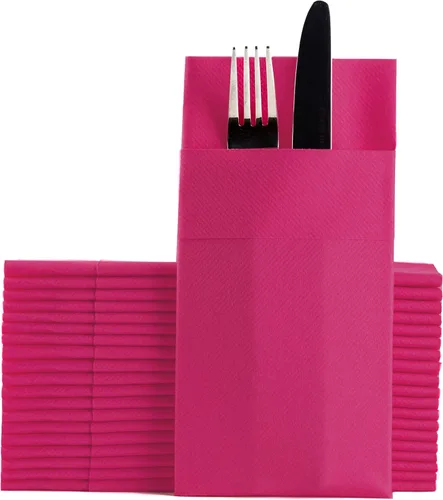 Miniatura 9 de Servilletas de papel desechables azul bebé con bolsillo incorporado para cubiertos, servilletas de tacto de lino absorbentes para cocina, baño