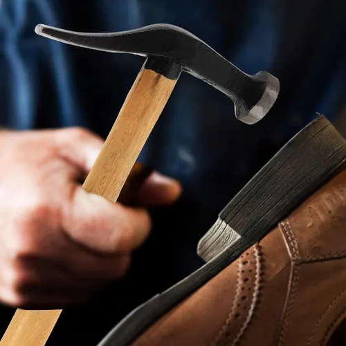 Miniatura 4 de Martillo de reparación de zapatos, herramienta de artesanía de cuero con mango de madera, mazo de zapatero de bricolaje para zapatos de tachuela