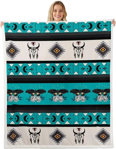 Miniatura 28 de Erosebridal Manta de forro polar de piel de vaca con estampado de leopardo marrón, manta occidental de 50 x 60 pulgadas, manta con estampado de vaca