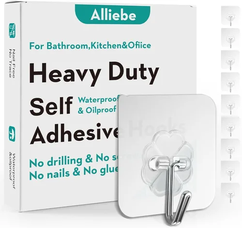 Miniatura 8 de Paquete de 30 ganchos autoadhesivos resistentes de 13 libras (máx.) para colgar en la pared, impermeables, a prueba de aceite, para baño, ducha