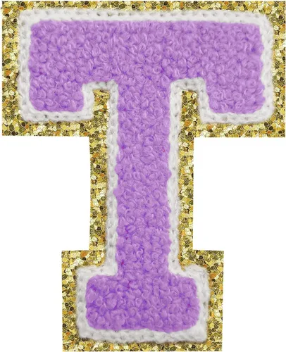 Miniatura 184 de Parches de letras termo-adhesivas de felpilla para chaquetas, parches de letras universitarias con brillantina para planchar en la letra azul A