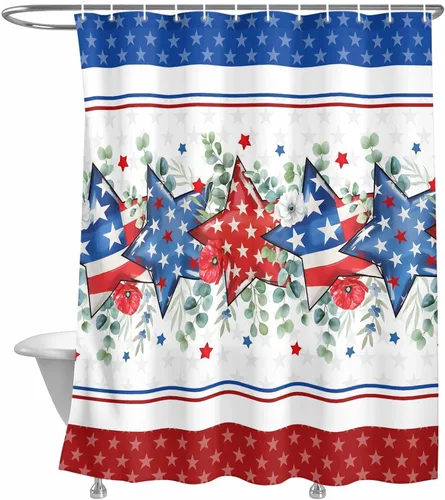 Miniatura 21 de LooPoP Cortina de ducha de Pascua con ganchos, tela impermeable, diseño de flores, zanahoria, conejo, juego de cortinas de ducha para baño, bañeras