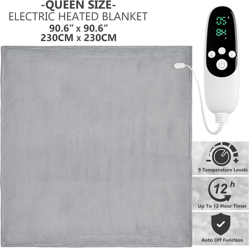 Miniatura 2 de Manta Eléctrica Térmica del Programa de TV Friends, Lujosa Manta de Forro Polar Suave, Calentamiento Rápido con 9 Configuraciones de Calor y Apagado
