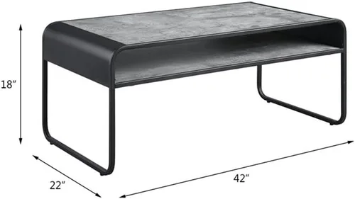 Miniatura 3 de Acme Muebles Mesa de centro rectangular con estante abierto, gris concreto y negro