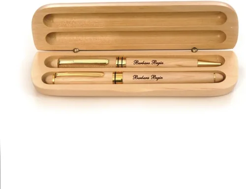 Miniatura 2 de Juego de bolígrafos de graduación de madera de arce macizo personalizado para médico MP-Médico-GD