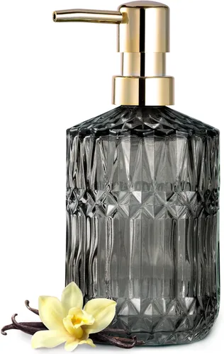 Miniatura 8 de EMPO Dispensador de jabón de vidrio transparente con bomba de plástico ABS, dispensadores de loción de cristal para fregadero de cocina, baño Negro
