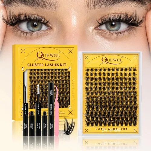 Miniatura 38 de QUEWEL Kit de extensión de pestañas DIY, racimos de pestañas 3D con 280 piezas, racimos de pestañas mixtas de 10-16 mm (30+40+50D), pinzas