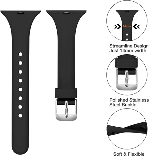 Miniatura 7 de Laffav correa delgada compatible con Apple Watch de 1.57 pulgadas, 1.49 pulgadas, 1.73 pulgadas, 1.65 pulgadas para mujeres y hombres, correa
