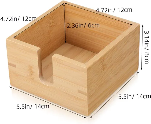 Miniatura 2 de Alipis Servilletero de bambú para mesa de comedor y cocina, dispensador de pañuelos de madera plano