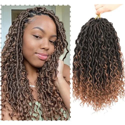 Miniatura 53 de 6 paquetes de cabello sintético rizado de Locs Crochet de 22 pulgadas, cabello de ganchillo estilo diosa, trenzas hippie sintéticas, extensiones