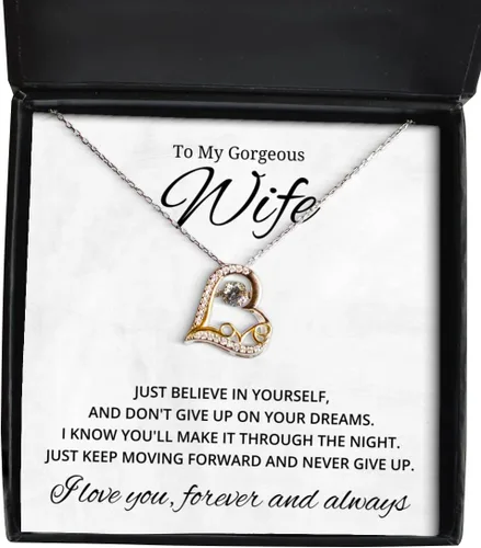 to My Gorgeous Wife Love Dancing Necklace, Just Believe in Yourself and Don't Give Up On Your Dreams, Best Birthday Gifts, Engagement Gifts, Wedding