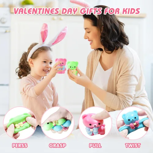 Miniatura 5 de Juego de 25 bolas antiestrés para el día de San Valentín, bolas de alivio para apretar, juguetes elásticos para aliviar la ansiedad, lindos juguetes