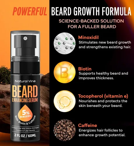 Miniatura 3 de Aceite de crecimiento de barba de minoxidil al 5% para hombres: Minoxidil para hombres Suero de regeneración del pelo de la barba con biotina