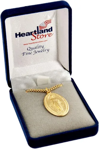 Miniatura 3 de Heartland - Medalla milagrosa ovalada de plata de ley chapada en oro de 16 quilates para hombre