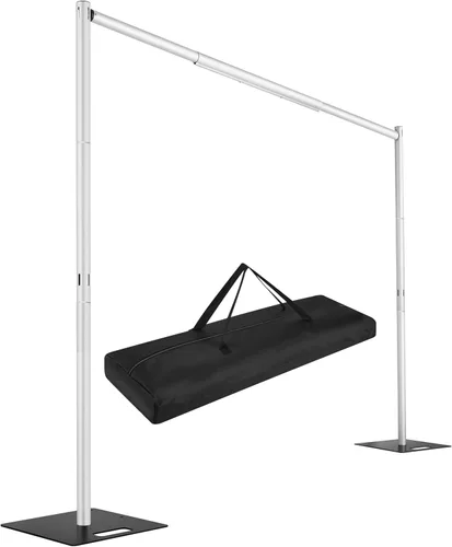 Hecis Soporte de fondo de tubo y cortina, soporte de fondo de 8 x 10 pies, fondo de metal ajustable resistente para bodas, fiestas, fiestas de